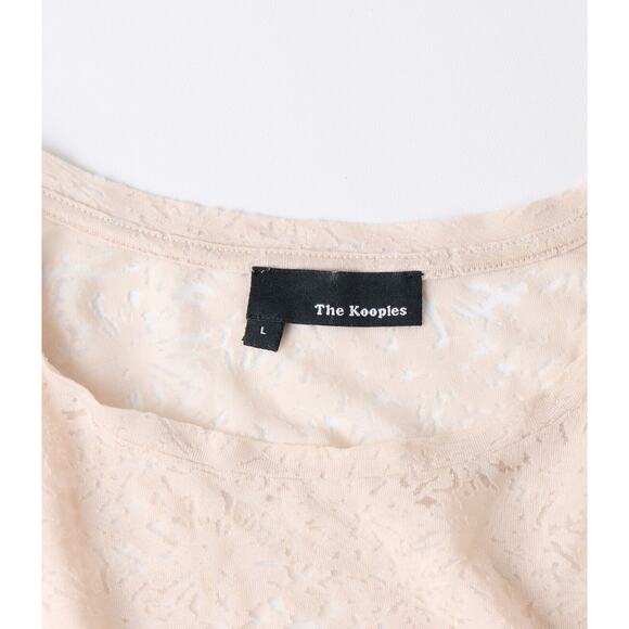 The Kooples Blouse Top Shirt Women Large Sheer Beige Floral Cotton Boho Romantic - Picture 7 of 8